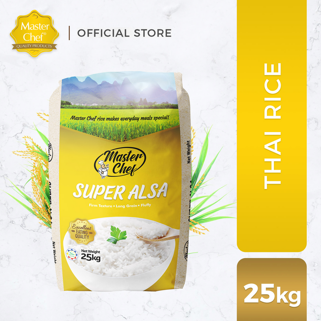 Master Chef Premium Thai Long Grain Rice 25kg Fried Rice, Maalsa, Buhaghag (5% Broken)