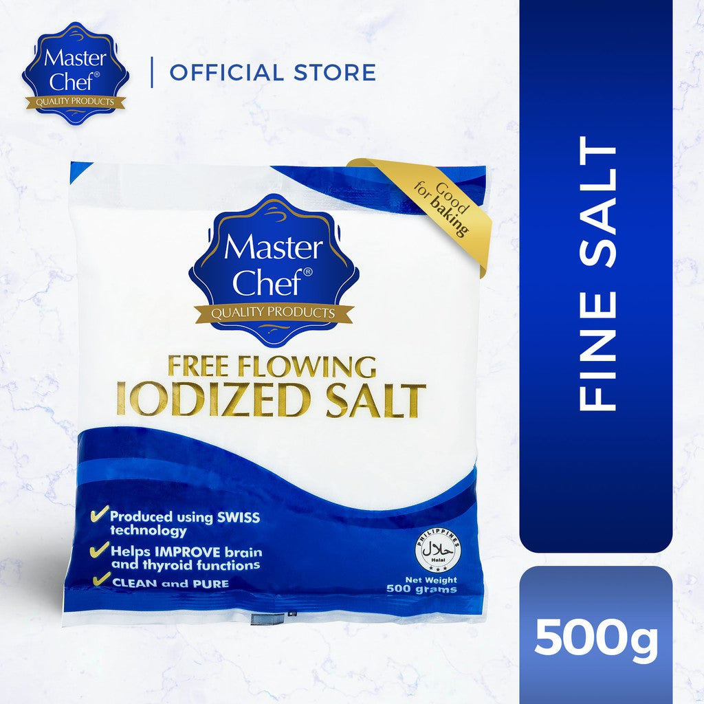 Master Chef Fine Iodized Salt 500g (99.9% Purity, Never Hardens, Free Flowing, Pure Vacuum Dried)