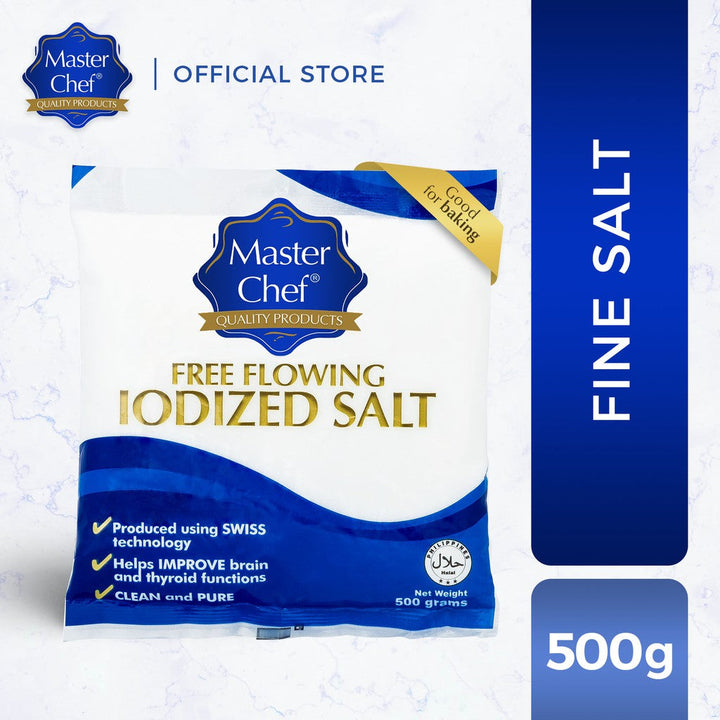 Master Chef Fine Iodized Salt 500g (99.9% Purity, Never Hardens, Free Flowing, Pure Vacuum Dried)