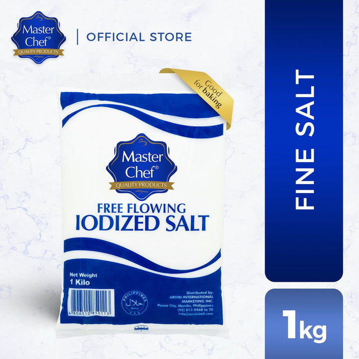 Master Chef Fine Iodized Salt 1kg (99.9% Purity, Never Hardens, Free Flowing, Pure Vacuum Dried)